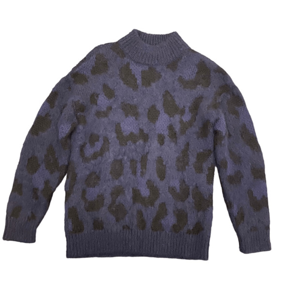 Kate Spade Wild Ones Purple Lepoard Alpaca and Wool Blend Sweater XXS - Picture 2 of 8